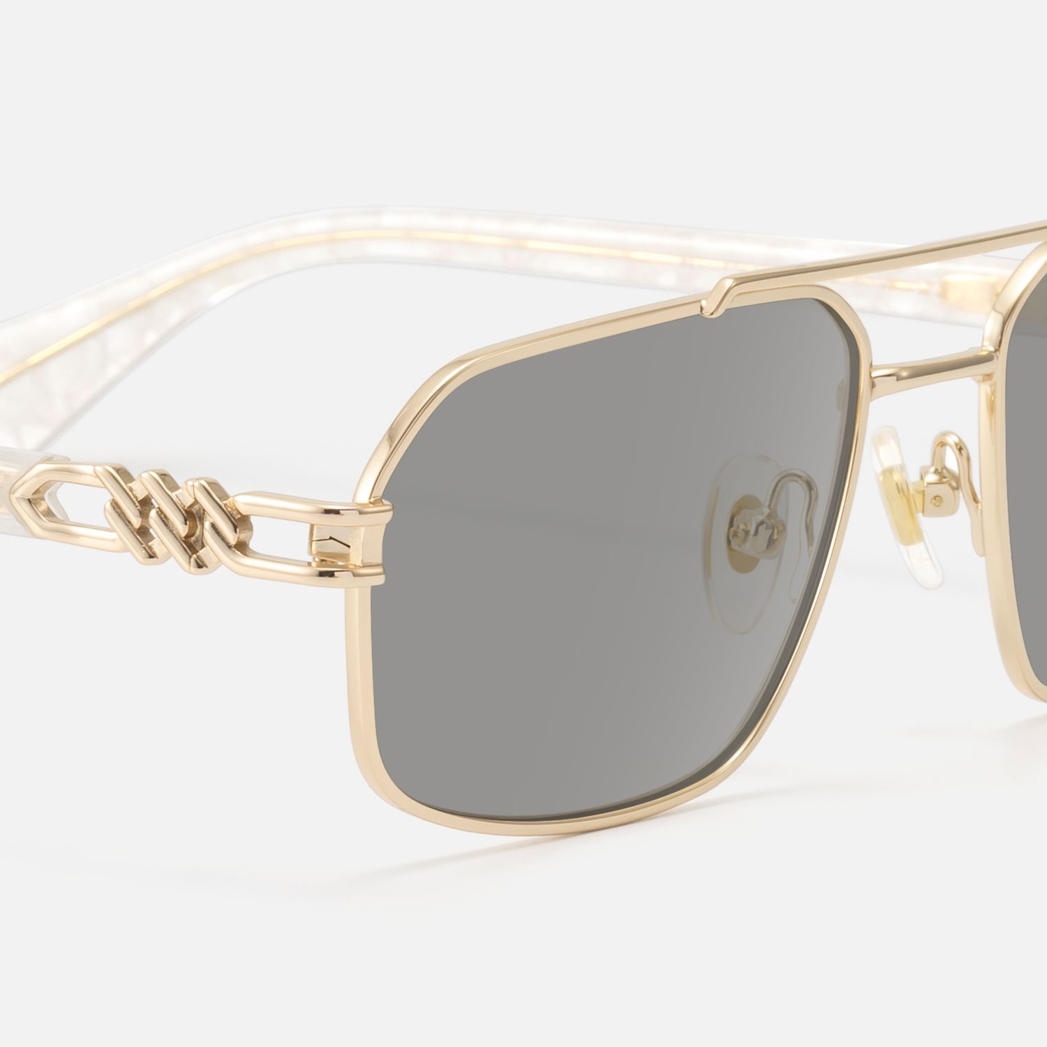 Lacey - Gold Double Bridge Aviator Sunglasses by Vooglam - Design Details