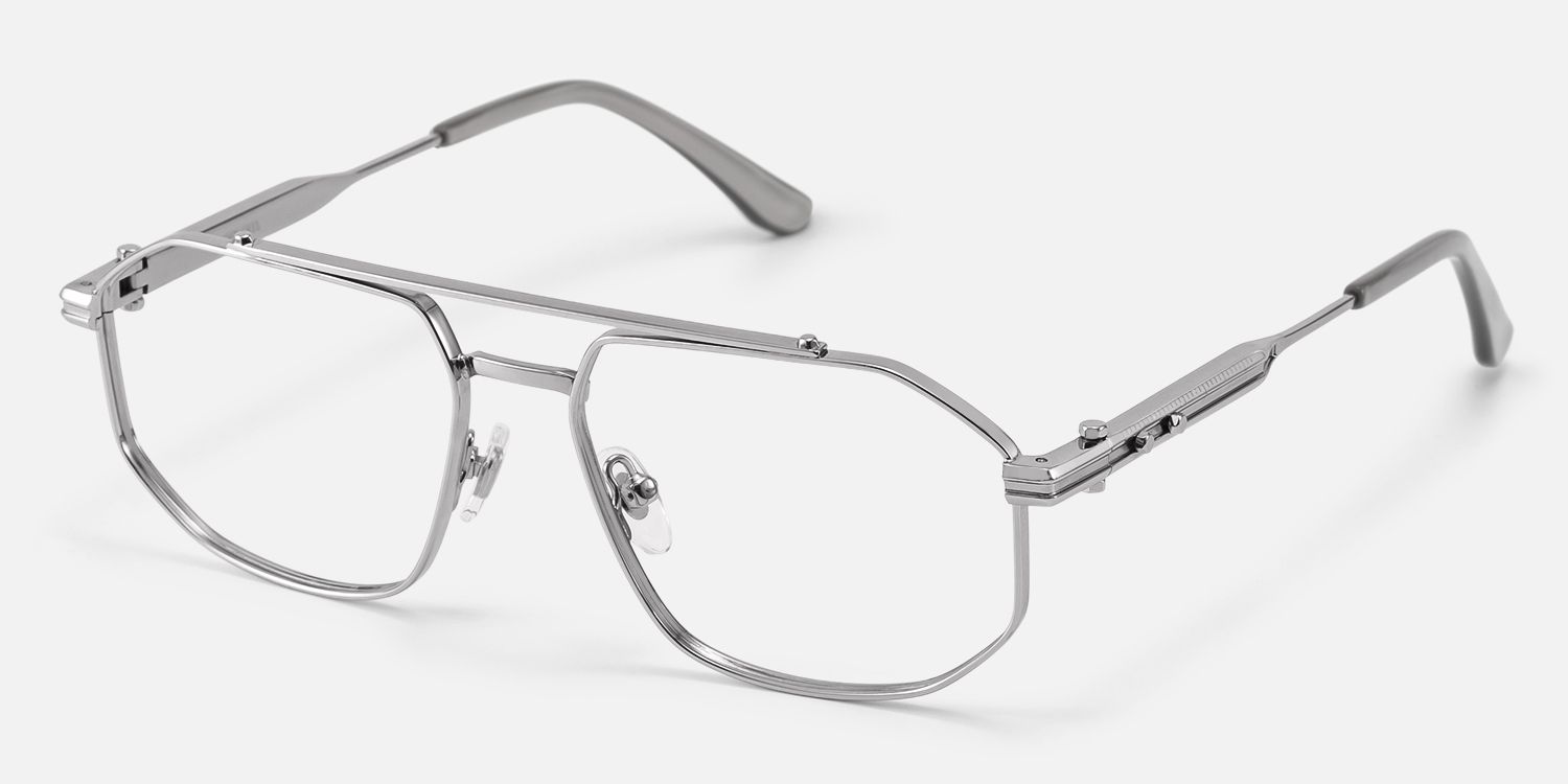 Ando - Light Gunmetal Daily Aviator Glasses by Vooglam - Front View