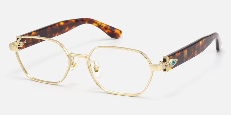 Orion - Vintage Gold Geometric Glasses Matte Frame by Vooglam
