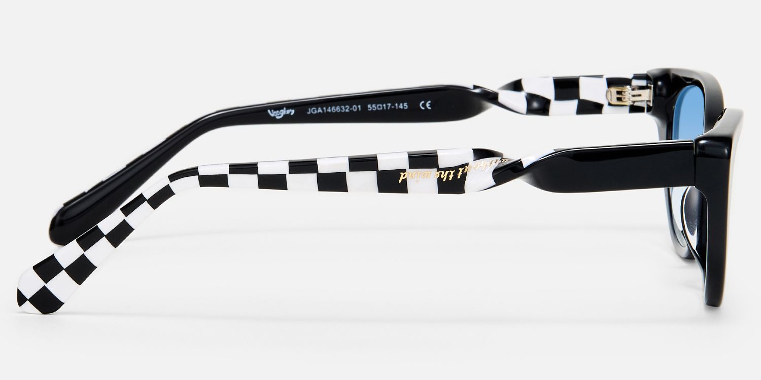 Harena - Black Cateye Blue Gradient Glasses by Vooglam - Side View