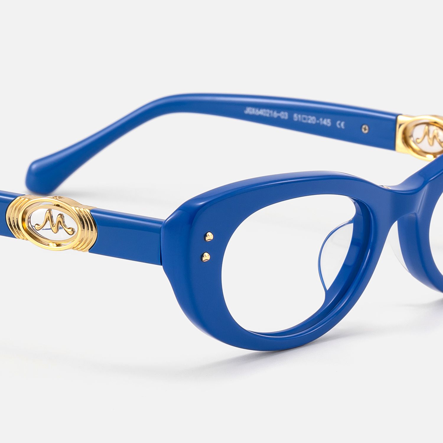 Ginza - Blue Funky Y2K Narrow Cat Eye Rx Glasses by Vooglam - Design Details