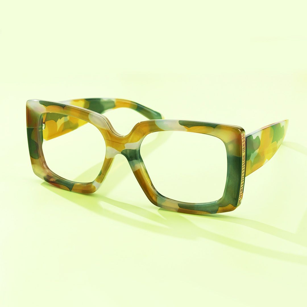 Borislav - Rectangle Olive Eyeglasses | Vooglam On Model
