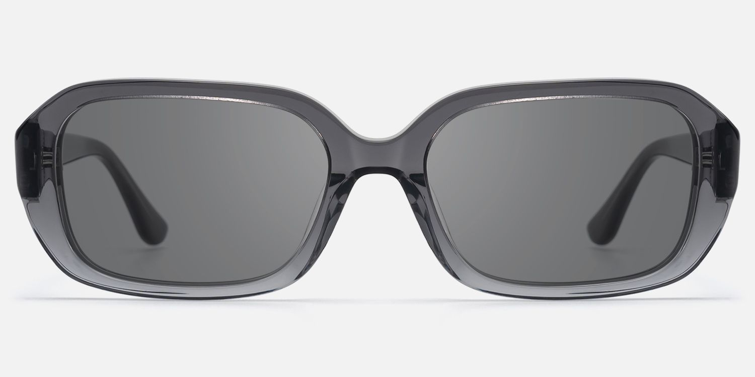 Mies - Gray Tinted Sunglasses with Screw Details by Vooglam - Angle View