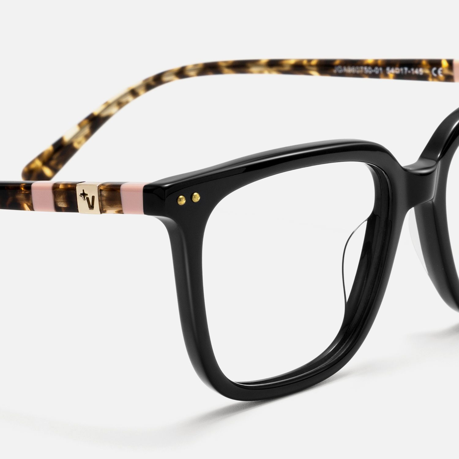Terra - Square Black Eyeglasses by Vooglam - Design Details