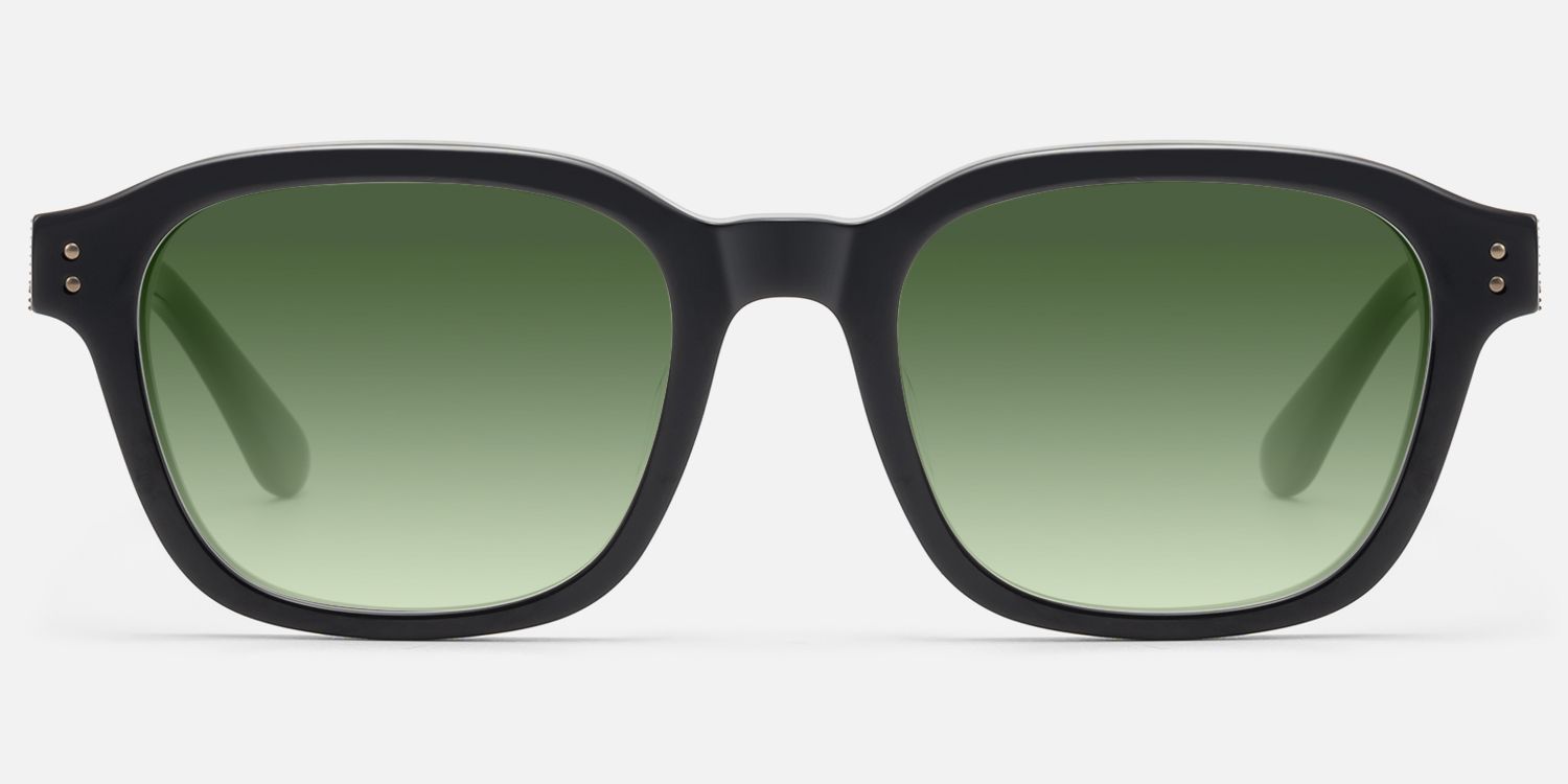 Rainier - Black Gradient Green Lens Sunglasses by Vooglam - Angle View