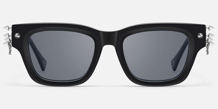 Stud - Rock Stud Black Rectangle Sunglasses by Vooglam
