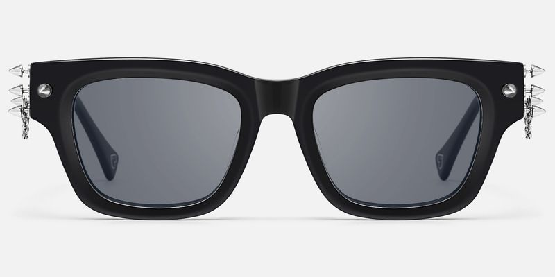 Stud - Rock Stud Black Rectangle Sunglasses by Vooglam
