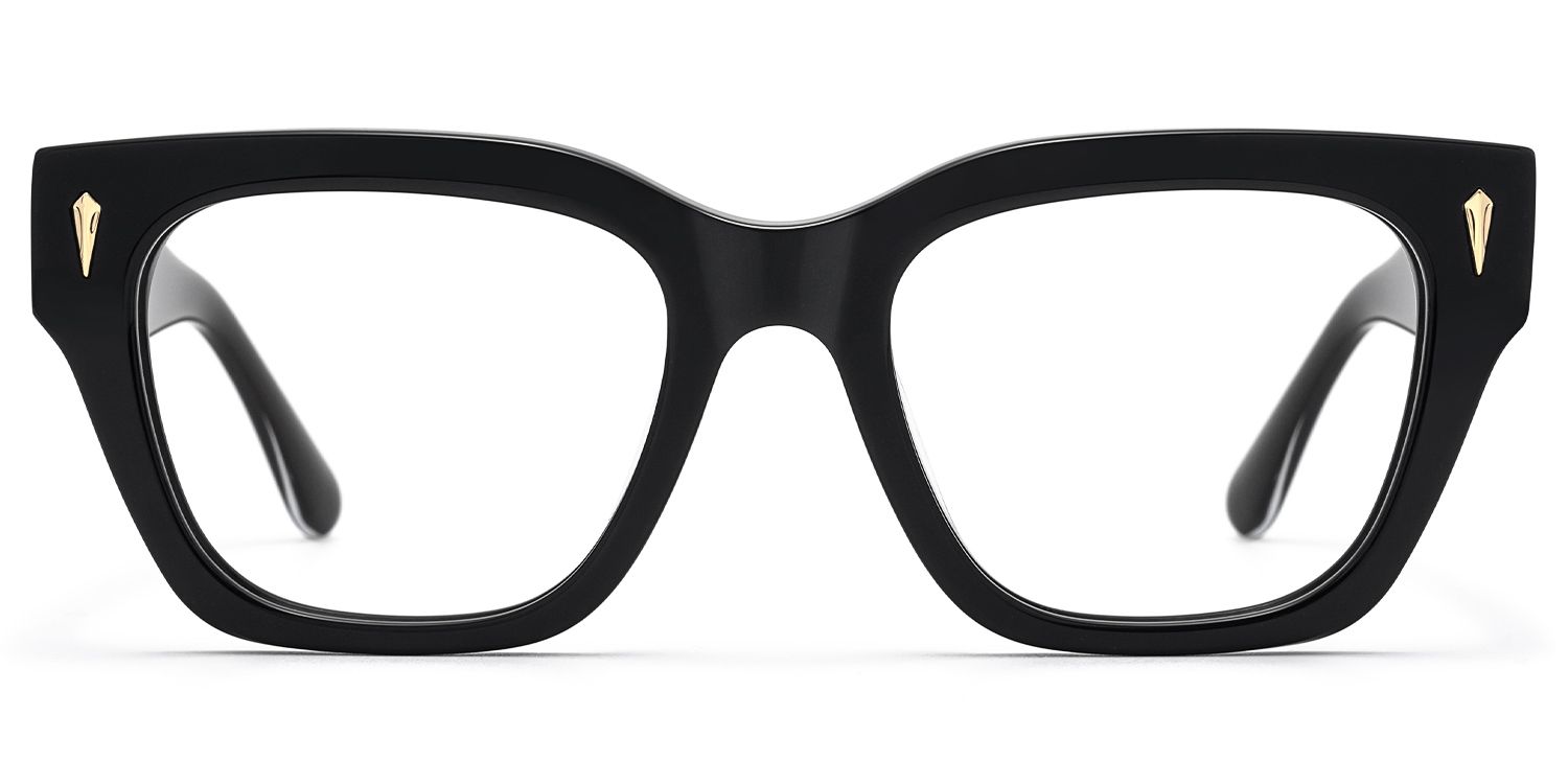 Asante - Retro Black Square Wayfarer Glasses by Vooglam Product Details 1