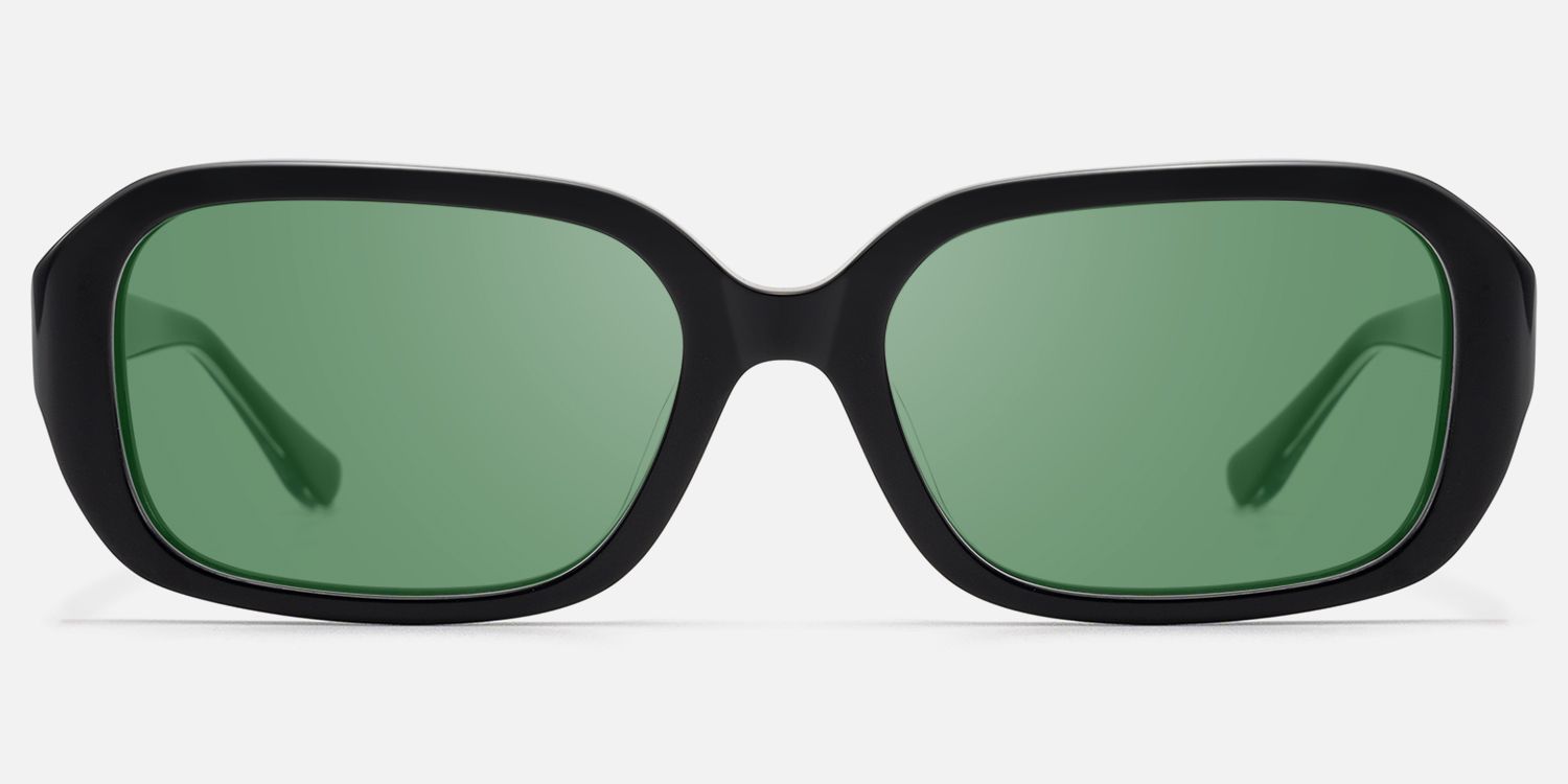 Mies - Industrial Black Green Tinted Sunglasses by Vooglam - Angle View
