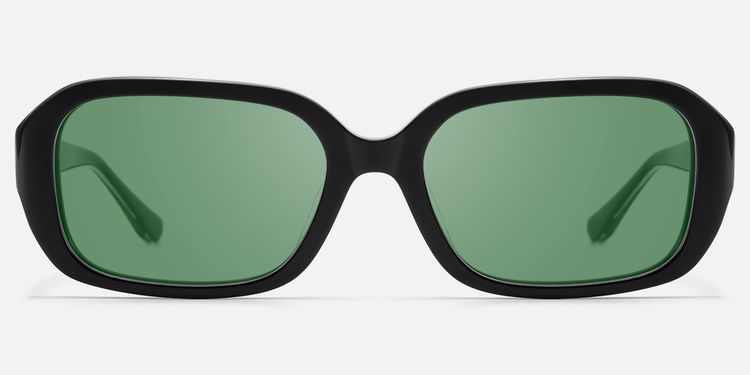 Mies - Industrial Black Green Tinted Sunglasses by Vooglam