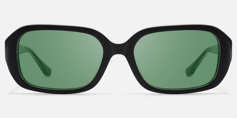 Mies - Industrial Black Green Tinted Sunglasses by Vooglam