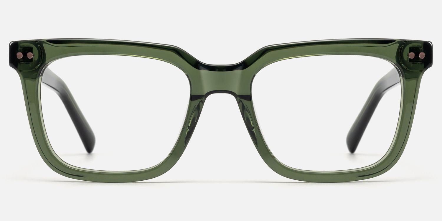 Remix - Rectangle Green Eyeglasses by Vooglam - Angle View