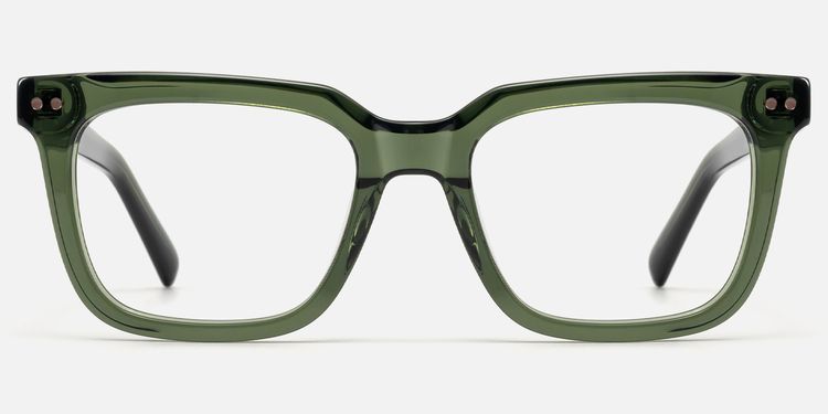 Remix - Rectangle Green Eyeglasses by Vooglam