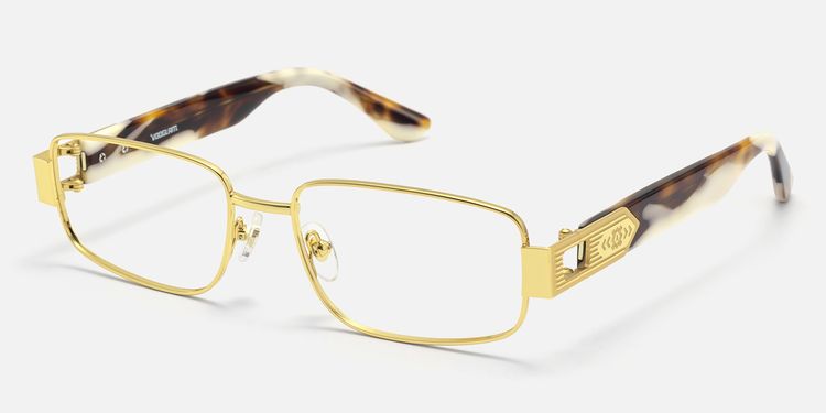 Cypher-Retro Gold Tortoise Narrow Rectangle Glasses by Vooglam