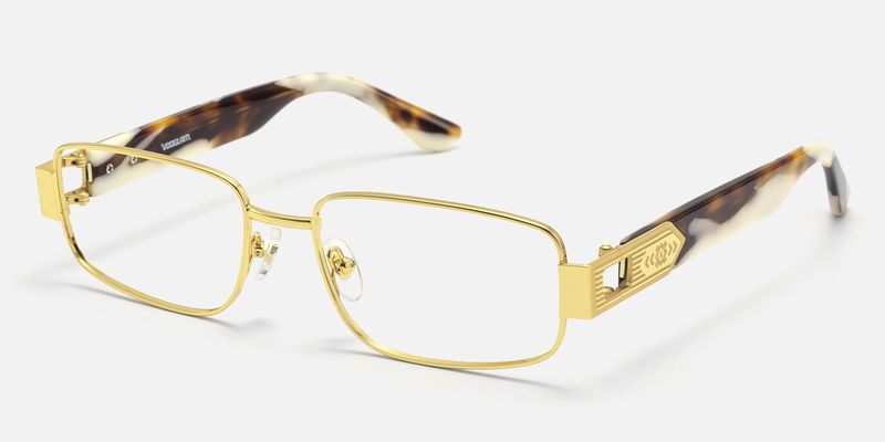Cypher-Retro Gold Tortoise Narrow Rectangle Glasses by Vooglam