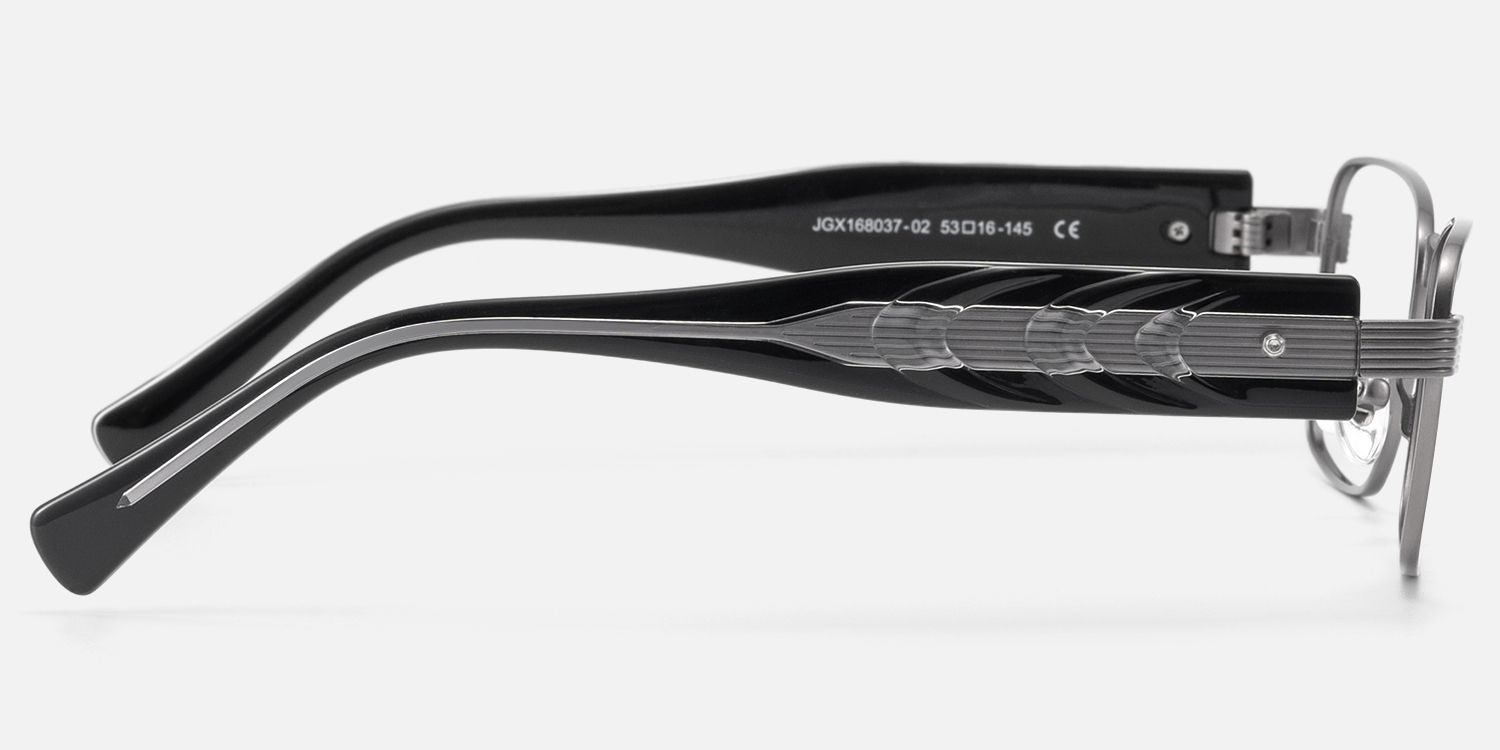 Toyo-Gunmetal Eyeglasses with Acetate Temple by Vooglam - Side View