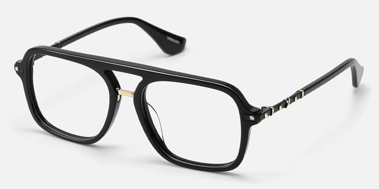 Marfa - Premium Black Gold Square Aviator Glasses by Vooglam