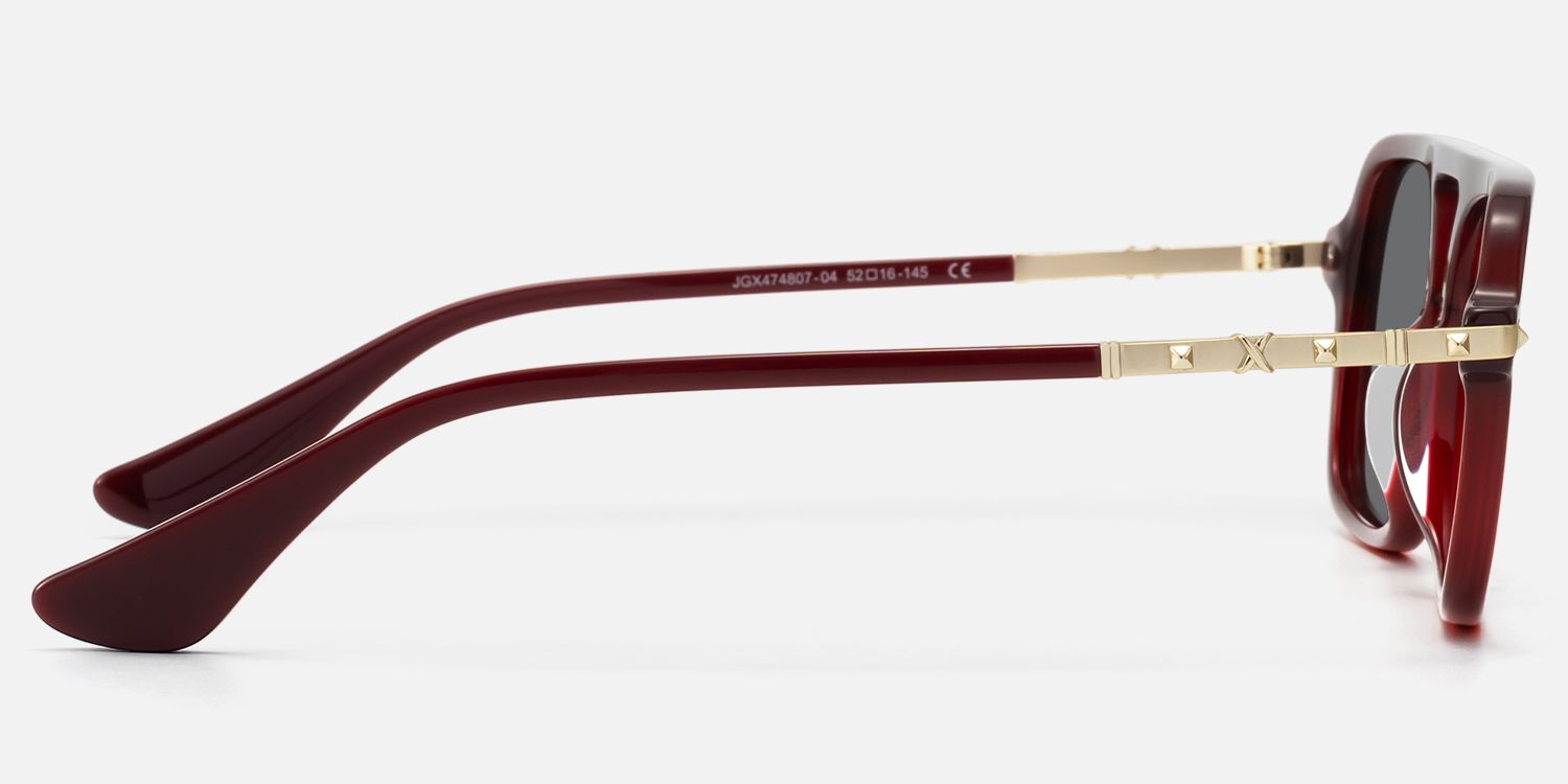 Marfa - Bold Red Frame Square Pilot Sunglasses by Vooglam - Side View