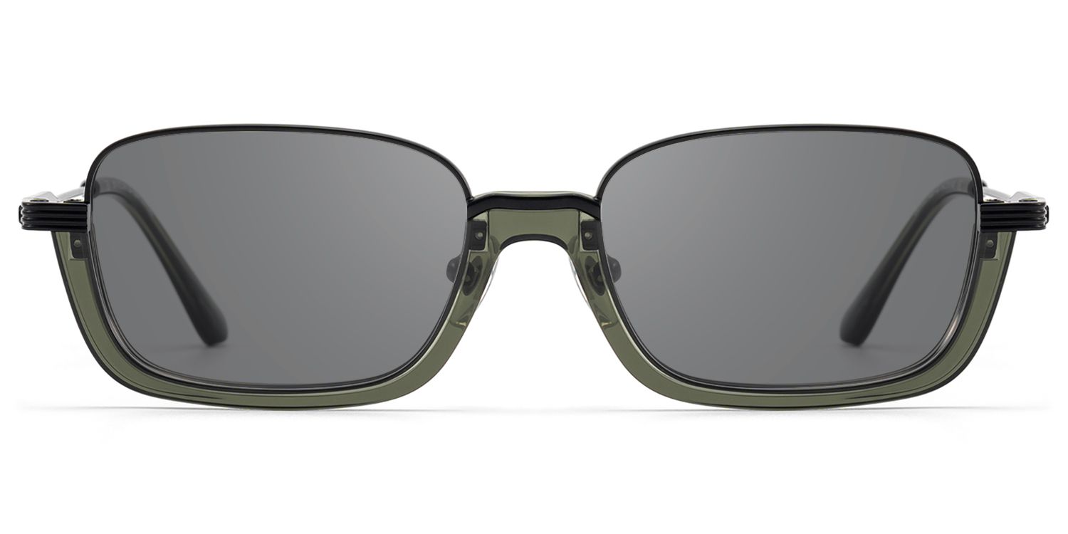 Basel - Extra Wide Dark Green Half Rim Sunglasses by Vooglam Product Details 1