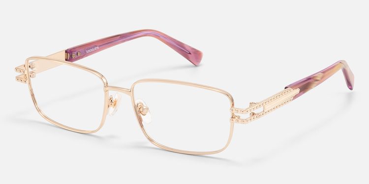 Veyra - Pink Gold Studded Glasses by Vooglam