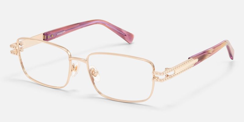 Veyra - Pink Gold Studded Glasses by Vooglam