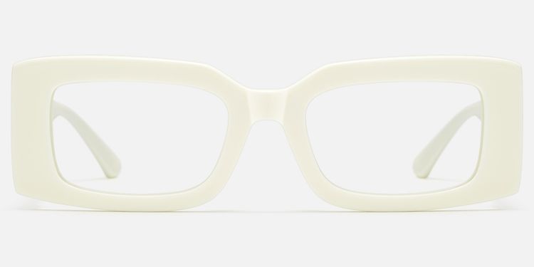 Aurelia - Off White Narrow Rectangle Glasses by Vooglam