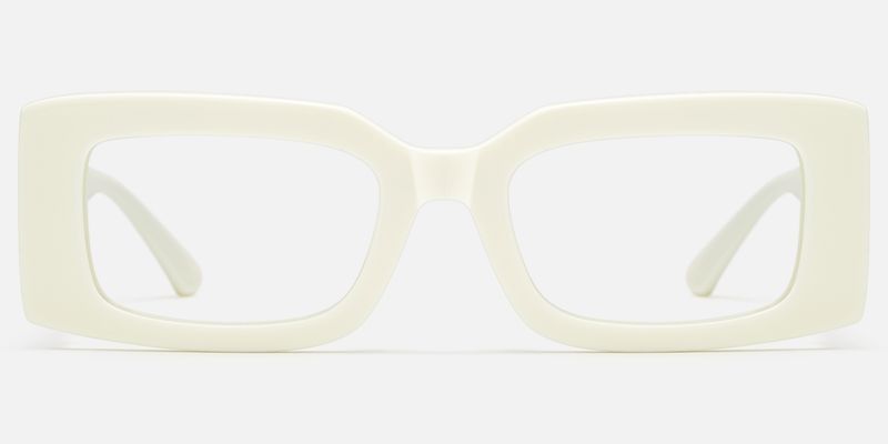 Aurelia - Off White Narrow Rectangle Glasses by Vooglam