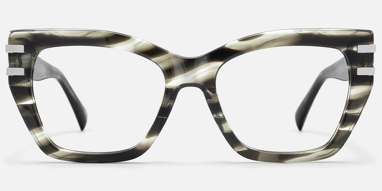Warrior-Gray Striped Horn Unique Butterfly Glasses by Vooglam