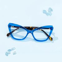 Shaneika - Cat Eye Blue Eyeglasses | Vooglam On Model