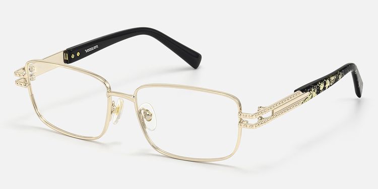 Veyra - Black & Gold Studded Glasses by Vooglam