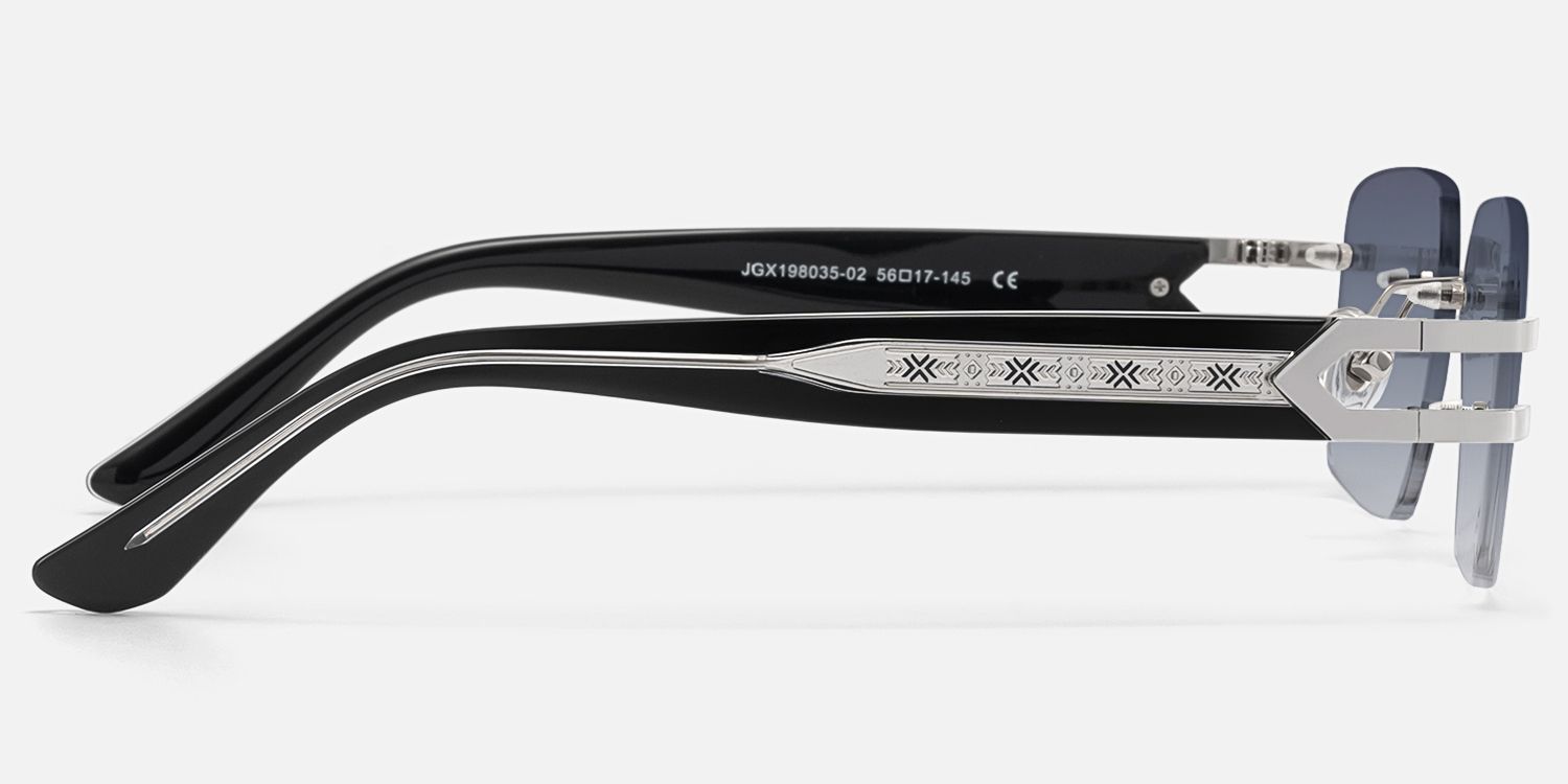 Aurum - Black Gradient Rimless Sunglasses by Vooglam - Side View