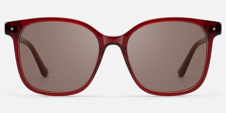 Spacek - Classic Square Red Tinted Sunglasses by Vooglam