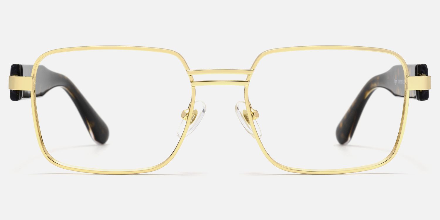 Ubuntu - Rectangle Gold Eyeglasses by Vooglam - Angle View