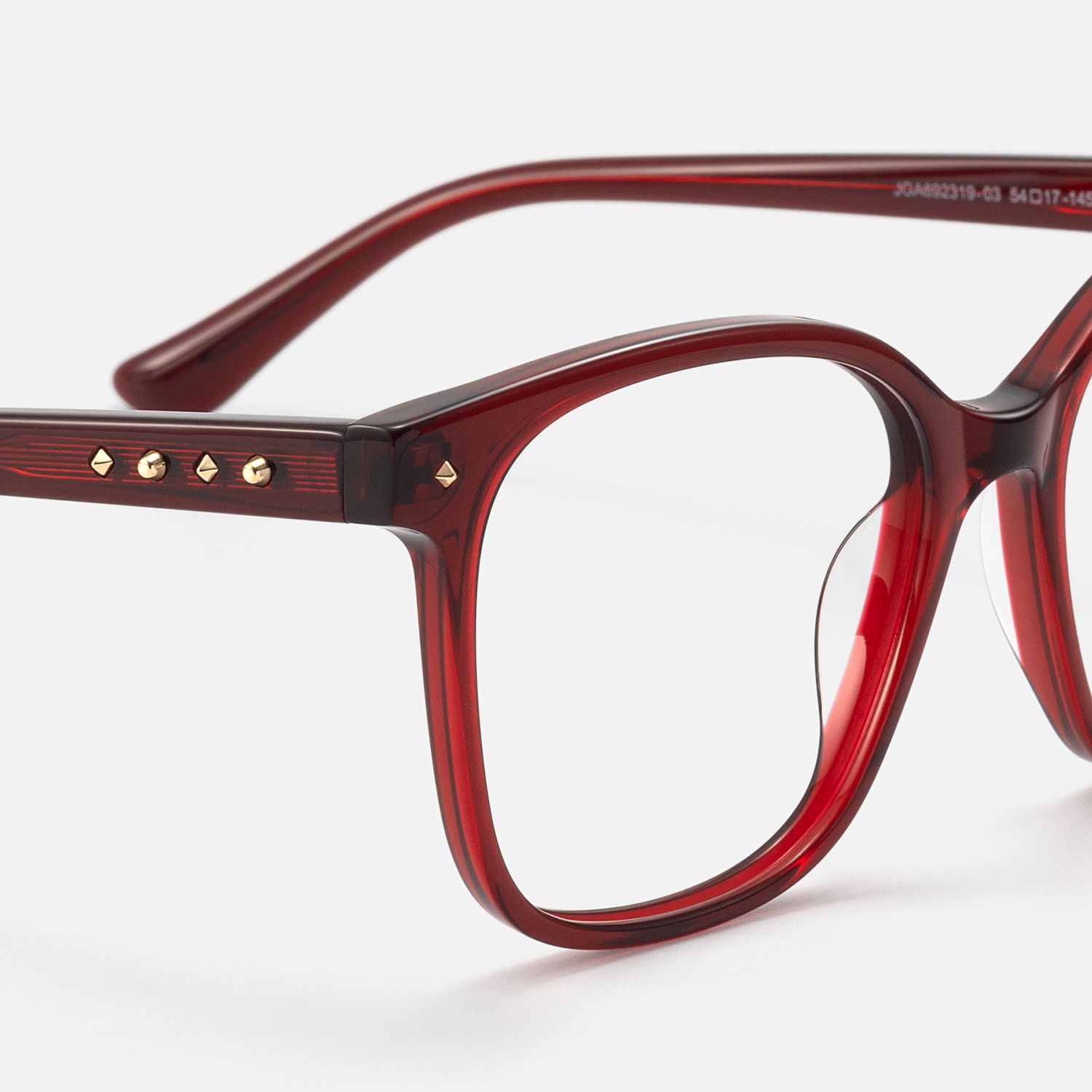 Spacek - Bold Square Red Boho Eyeglasses by Vooglam - Design Details