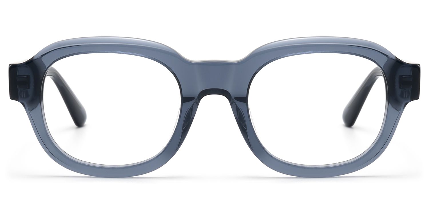 Eerie - Thick Clear Blue Acetate Round Glasses by Vooglam Product Details 1