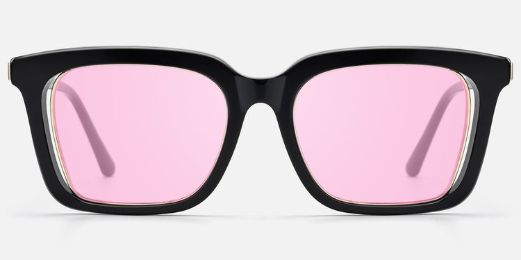 Chaparral - Red Tint Rectangle Black Sunglasses by Vooglam