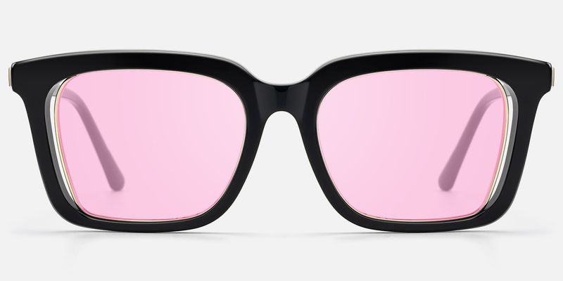 Chaparral - Red Tint Rectangle Black Sunglasses by Vooglam