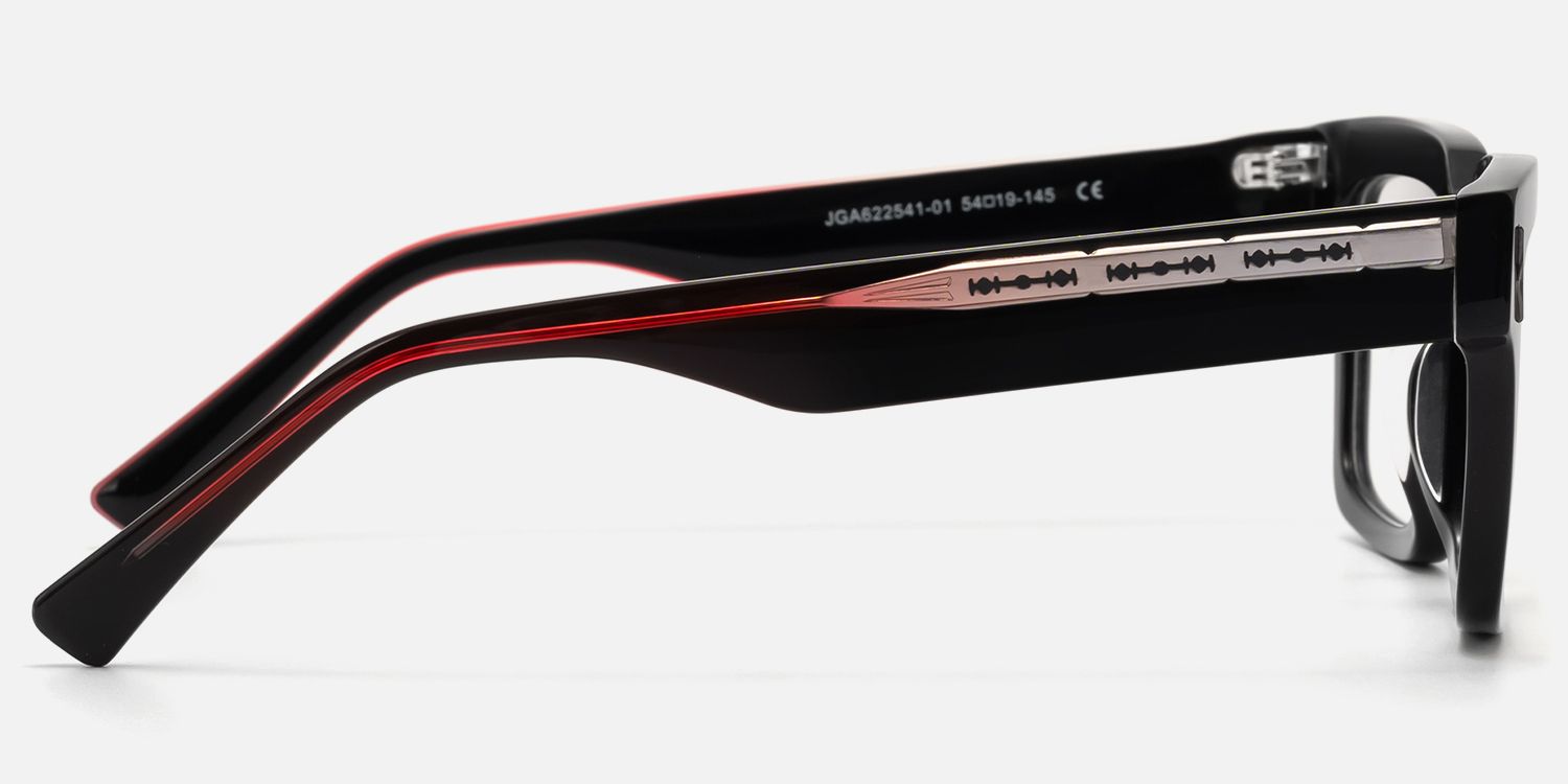 Razor - Thick Acetate Black Glasses by Vooglam - Side View