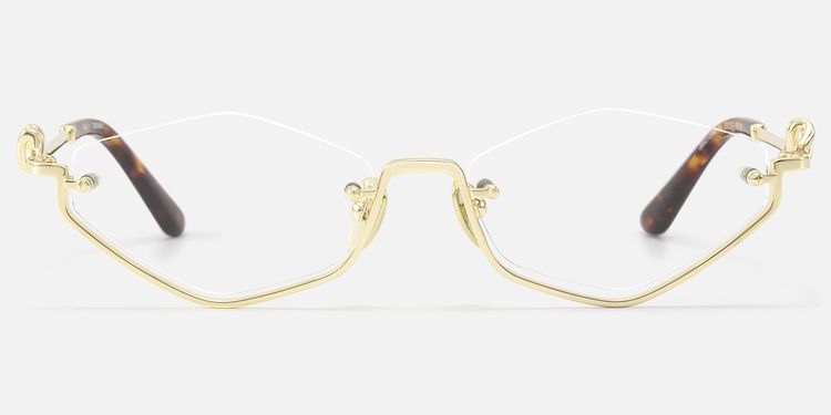 Niseko - Shiny Gold Tortoise Half Rim RX Glasses by Vooglam