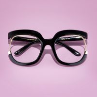 Fredia - Square Black Eyeglasses | Vooglam On Model 1