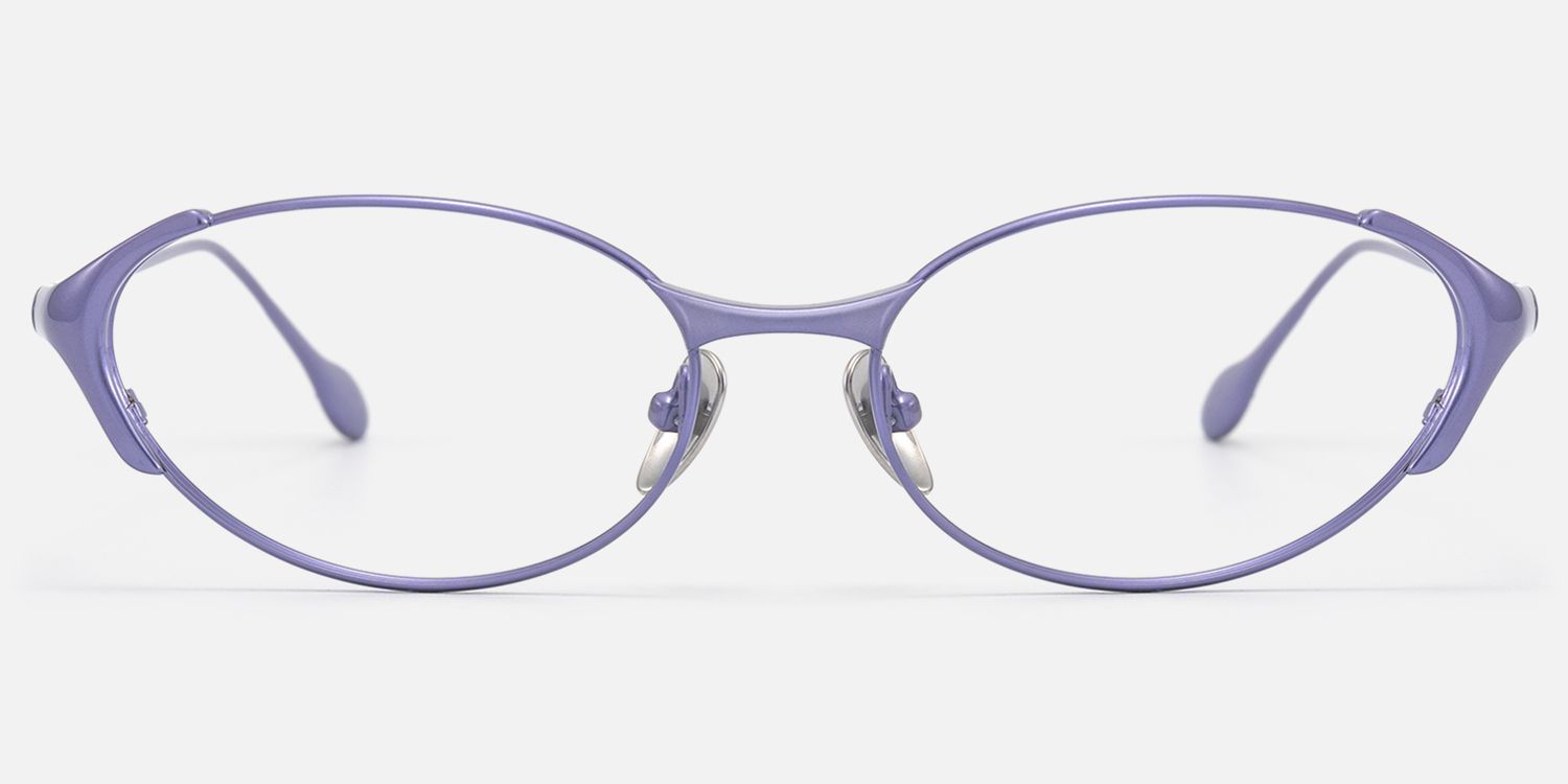 Ebisu - Purple Metal Rimmed Oval Glasses by Vooglam - Angle View
