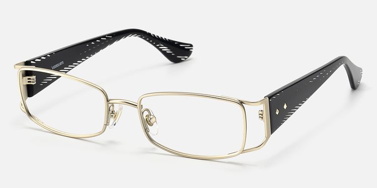 Wren - Unique Metal Rim Rectangle Gold Glasses by Vooglam