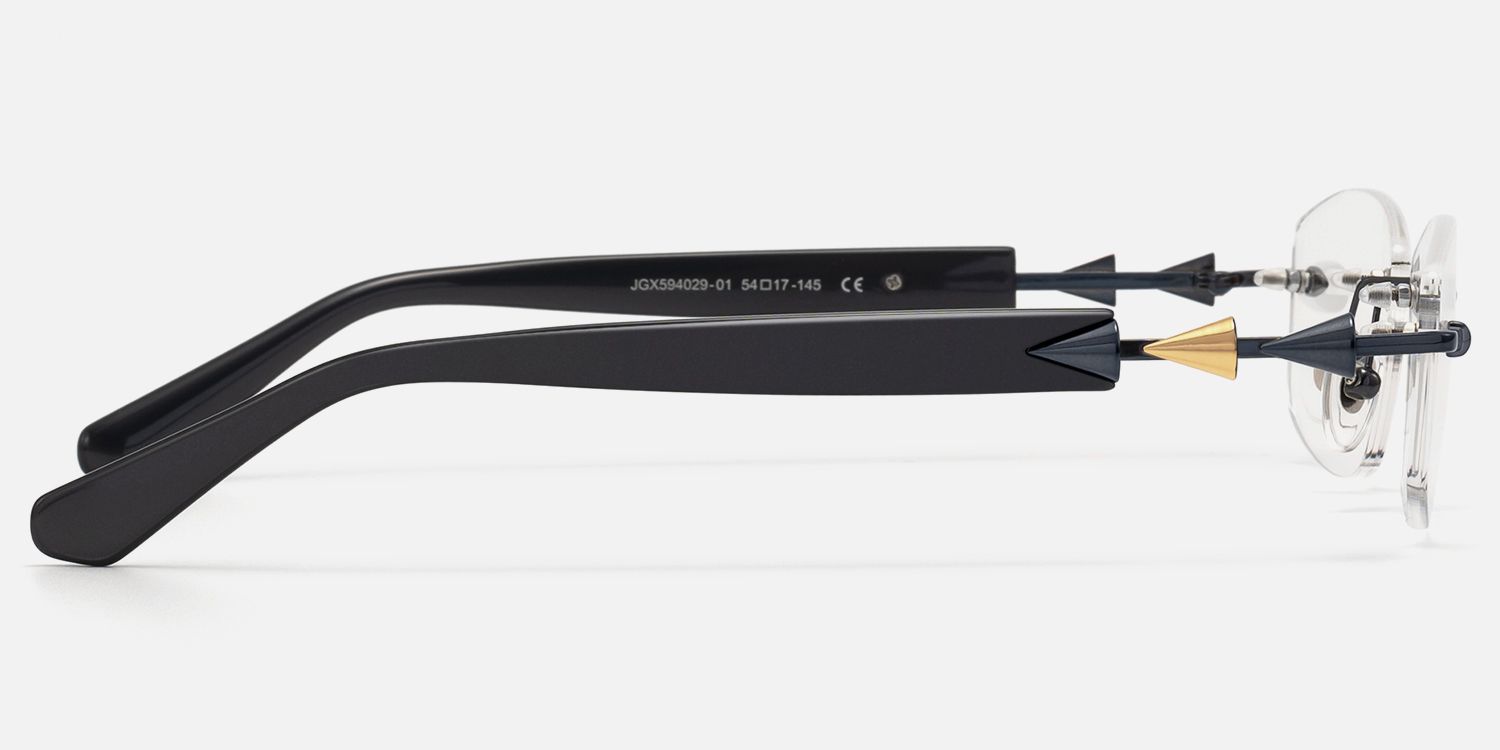 Fracture - Ultralight Frameless Black Glasses by Vooglam - Side View