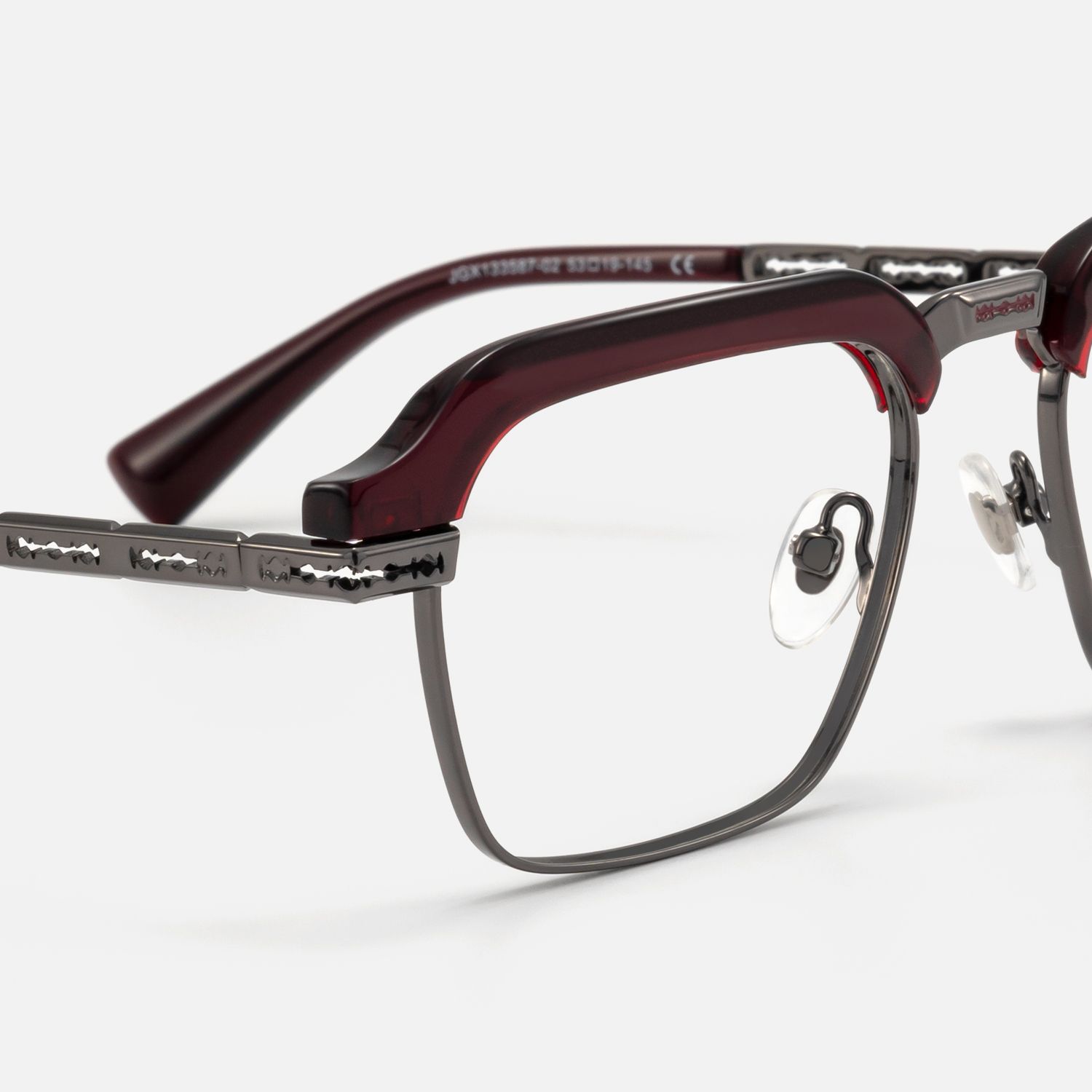 Archive - Red & Gunmetal Razor Blade Glasses by Vooglam - Design Details