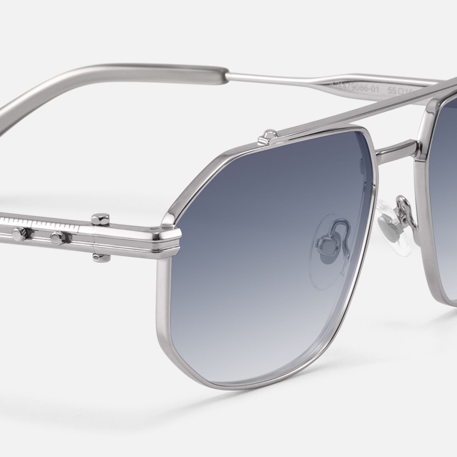 Ando - Light Gunmetal Gradient Gray Sunglasses by Vooglam - Design Details