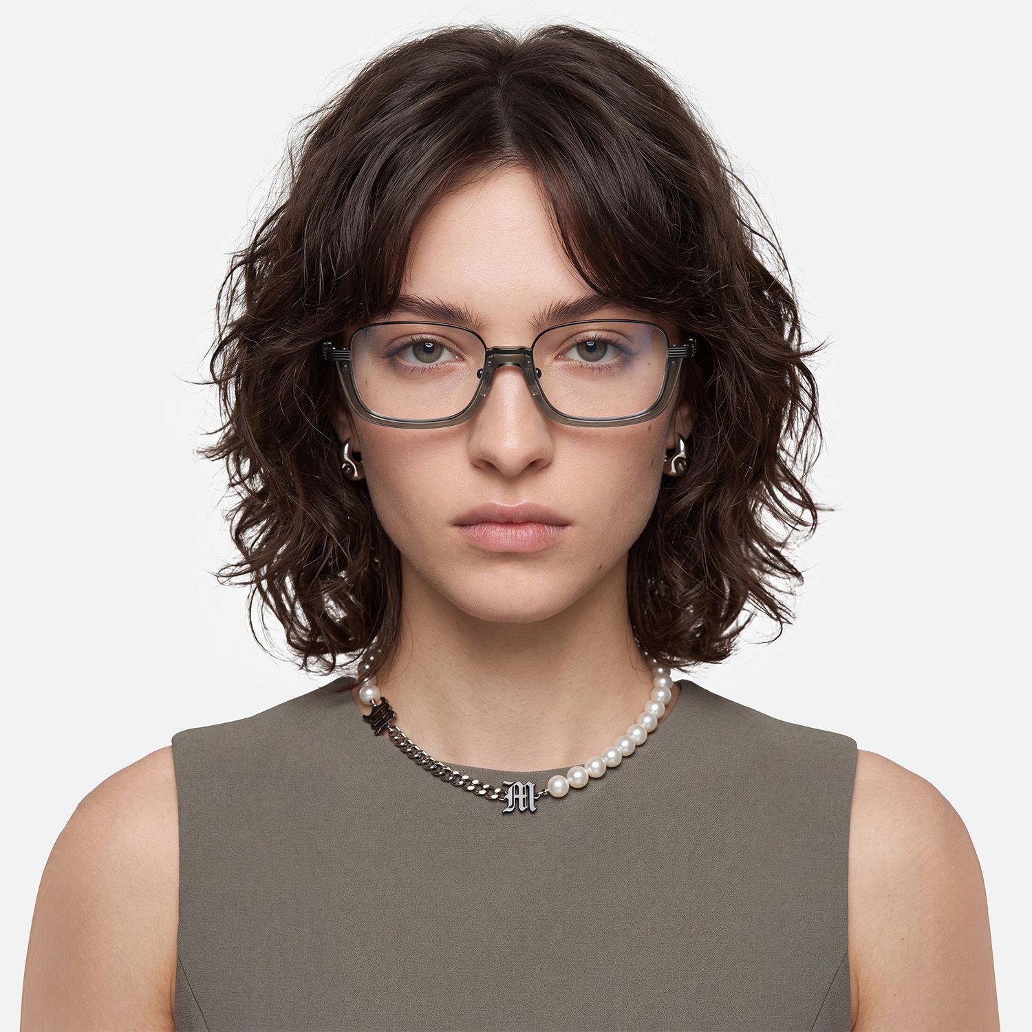 Basel - Matte Black Visible Wire Rim Frames by Vooglam - On Model