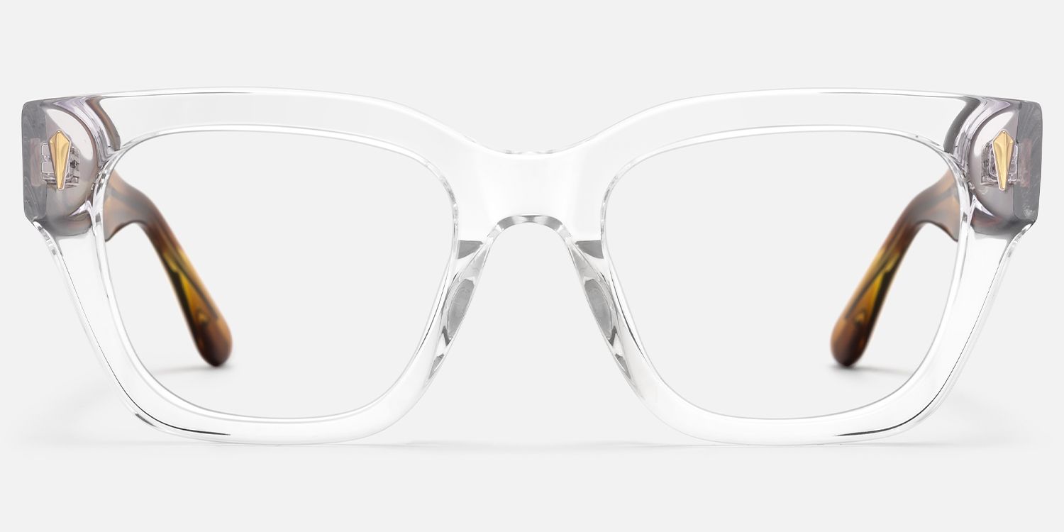 Asante - Square Transparent Eyeglasses by Vooglam - Angle View