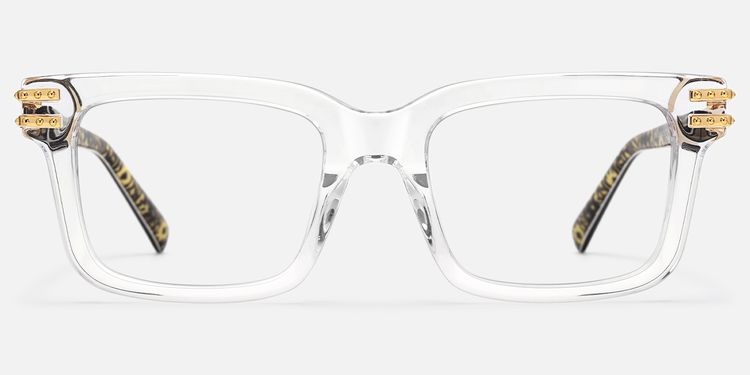 Anansi - Clear Square Glasses with Gold Details by Vooglam