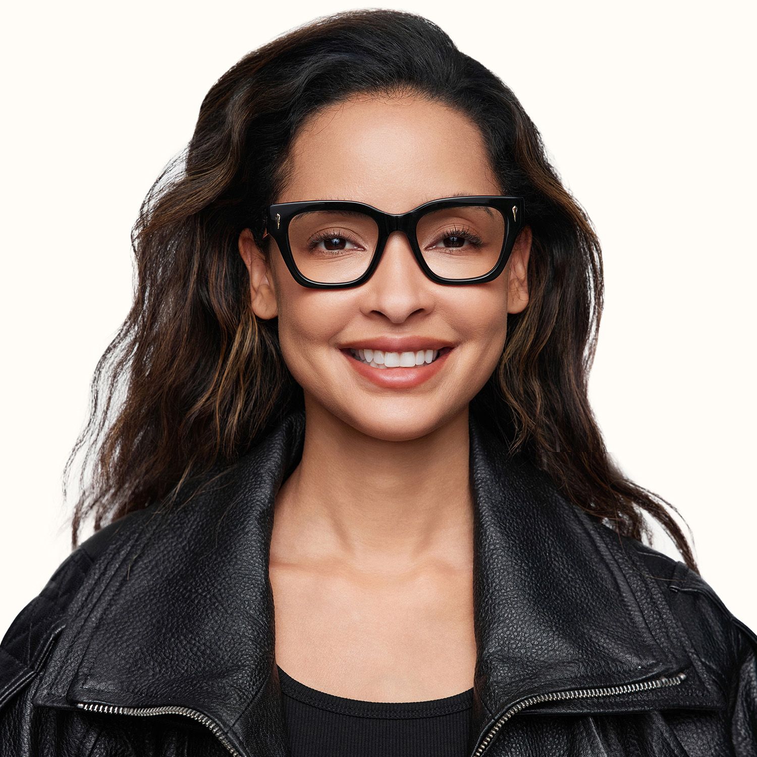 Asante - Retro Black Square Wayfarer Glasses by Vooglam - On Model