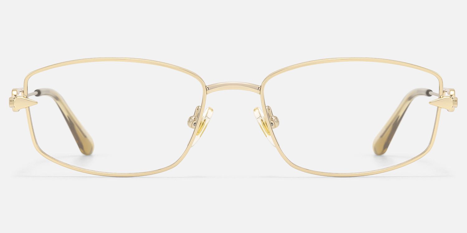 Bladework - Narrow Metal Gold Safety Pin Glasses by Vooglam - Angle View
